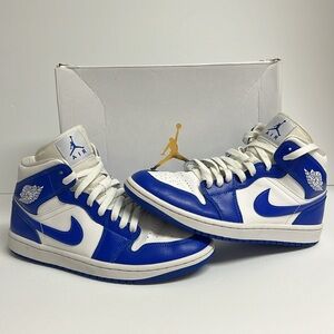 Nike air Jordan blue white mid sneaker shoes royal blue woman size 8.5